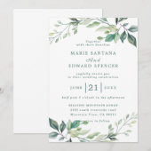 Invitation Jardin d'été Aquarelle Mariage floral (Devant / Derrière)