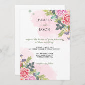 Invitation Jardin d'été Aquarelle mariage floral (Devant / Derrière)