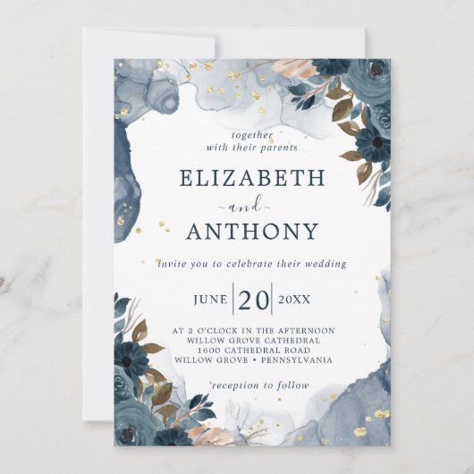 Invitation Jardin d'été Aquarelle Mariage floral (Devant)