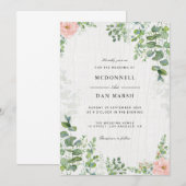 Invitation Jardin d'été Aquarelle Mariage floral (Devant / Derrière)