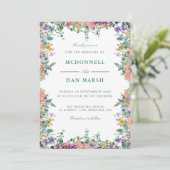 Invitation Jardin d'été Aquarelle Mariage floral (Debout devant)