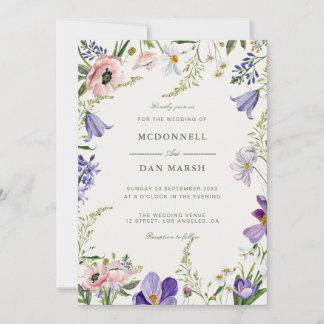 Invitation Jardin d'été Aquarelle Mariage floral