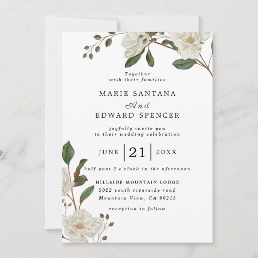 Invitation Jardin d'été Aquarelle Mariage floral (Devant)