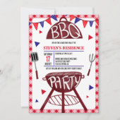 Invitation Jardin d'été barbecue grill 4 juillet (Devant)