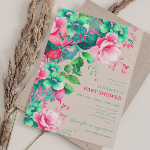 Invitation Jardin d'été du printemps Baby shower Floral Champ