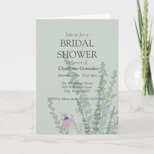 Invitation Jardin d'été Fleurs sauvages Fête des mariées simp (Devant)