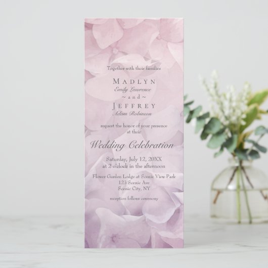 Invitation Jardin d'été Hydrangea rose vif Mariage (Debout devant)
