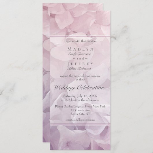Invitation Jardin d'été Hydrangea rose vif Mariage (Devant / Derrière)