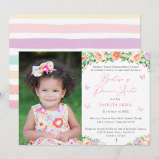 Invitation Jardin d'été Latina Bautizo 1er Anniversaire Baptê