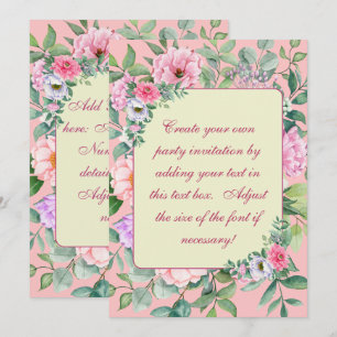 Invitation Jardin d'été rose délicieuse Fête Florale Annivers