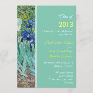 Invitation Jardin d'iris vintage fleurs fête de fin d'études
