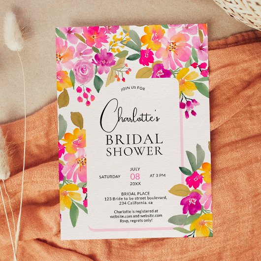 Invitation Jardin douche nuptiale fleurie vive