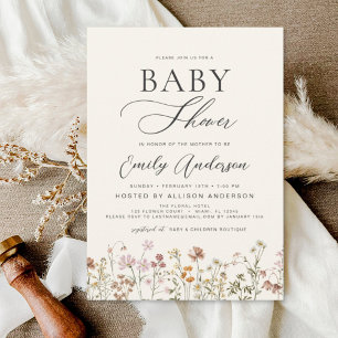 Invitation Jardin du Baby shower Fleur sauvage Boho