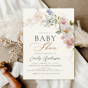 Invitation Jardin du Baby shower Fleur sauvage Boho