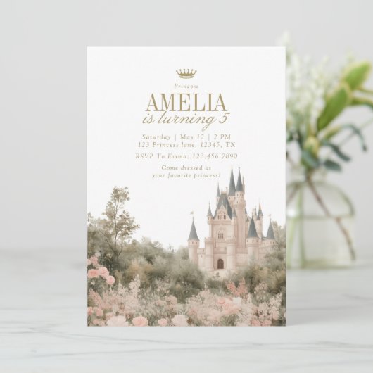 Invitation Jardin du Château de Princesse de Conte de Fées Fê (Debout devant)