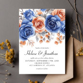 Invitation Jardin Dusty Blue Rust Terracotta élégant mariage