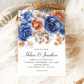 Invitation Jardin Dusty Blue Rust Terracotta élégant mariage