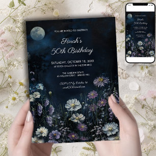 Invitation Jardin éclairé par la lune Fleur sauvage 50e anniv