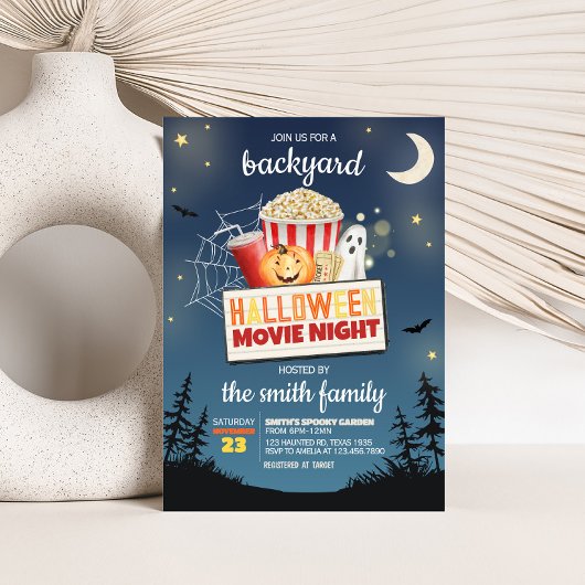Invitation Jardin effrayant Halloween Soirée de cinéma
