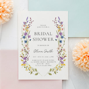 Invitation Jardin Élégant Aquarelle Fleurs Sauvages Baby Show