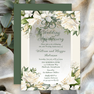 Invitation Jardin élégant de Gardenia Floral pour les 25 ans