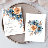 Invitation Jardin Elégant Dusty Blue Terracotta Mariage