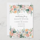 Invitation Jardin élégant Flore verdure 80e anniversaire fête (Devant)