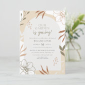 Invitation Jardin en croissance Baby shower Floral Boho (Debout devant)