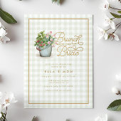 Invitation Jardin En vichy Sage Gold Fête des mariées Brunch