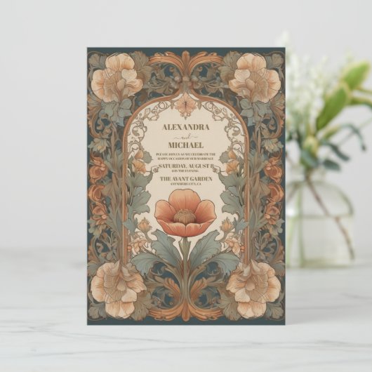 Invitation Jardin enchanté Art nouveau Mariage (Debout devant)