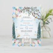 Invitation Jardin enchanté bleu et rose Fée Quinceanera (Debout devant)