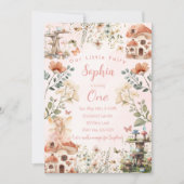 Invitation Jardin enchanté Champignons Fille premier annivers (Devant)