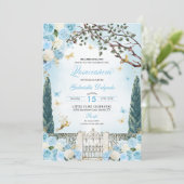 Invitation Jardin enchanté de fées bleues Quinceanera (Debout devant)