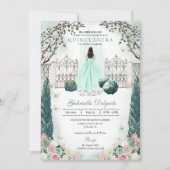 Invitation Jardin enchanté de Mint Green Blush Quinceanera (Devant)
