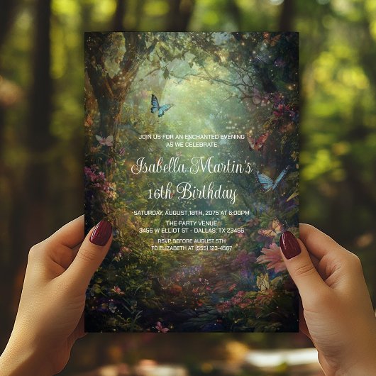 Invitation Jardin Enchanté de Papillons Fantaisistes pour Tou