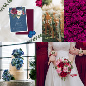 Invitation Jardin enchanté Dusty Blue Bourgogne Navy