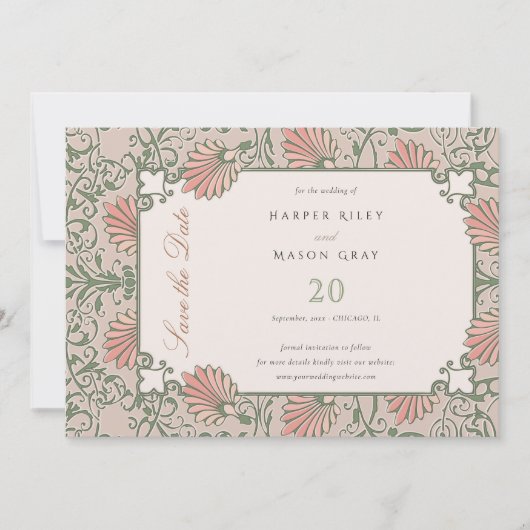 Invitation Jardin enchanté Enregistrer le Mariage date (Devant)