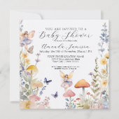 Invitation Jardin enchanté Fée Fleur sauvage bébé fille douch (Devant)