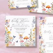 Invitation Jardin enchanté Fée Fleur sauvage bébé fille douch