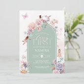 Invitation Jardin enchanté Fée Premier anniversaire fête (Debout devant)