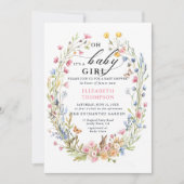 Invitation Jardin enchanté Fleur sauvage Bunny Baby shower d' (Devant)