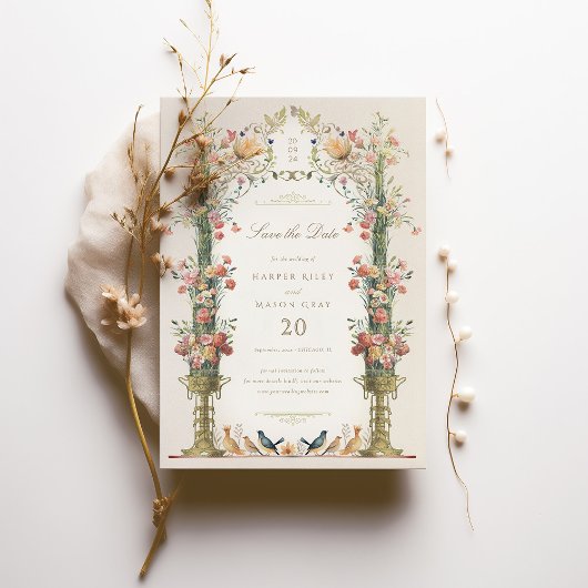 Invitation Jardin enchanté mariage floral Enregistrer la date