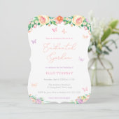 Invitation Jardin enchanté papillon Fille fête d'anniversaire (Debout devant)