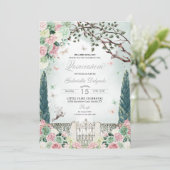 Invitation Jardin enchanté rose argent Quinceanera (Debout devant)