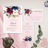 Invitation Jardin enchanté Rose Blush Burgundy Navy