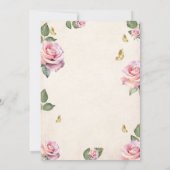 Invitation Jardin enchanté Rose Roses Or Photo Quinceanera (Dos)