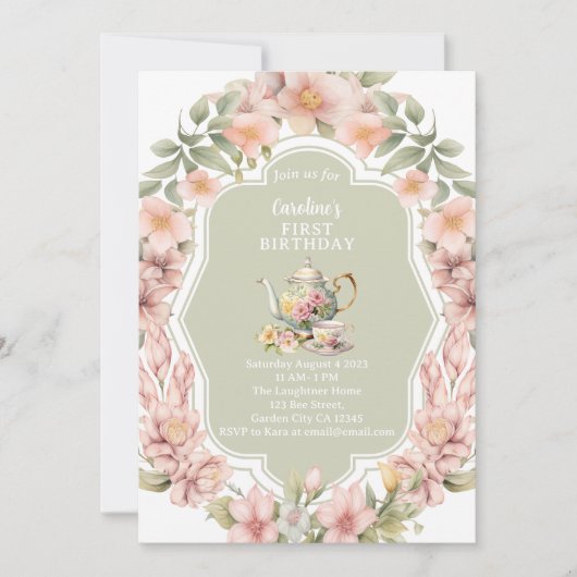 Invitation Jardin enchanté Tea Party N'importe quel âge Anniv (Devant)