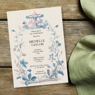 Invitation Jardin Enchanté Victorien Élégant Carrousel Mariag