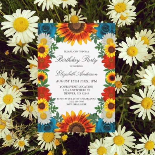 Invitation Jardin été Floral Anniversaire