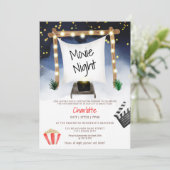 Invitation Jardin extérieur amusant cinéma nuit anniversaire  (Debout devant)